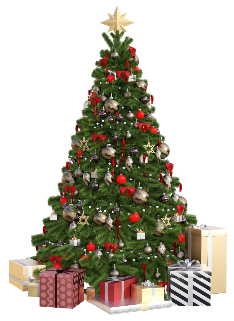 christmas background, christmas tree, christmas gifts