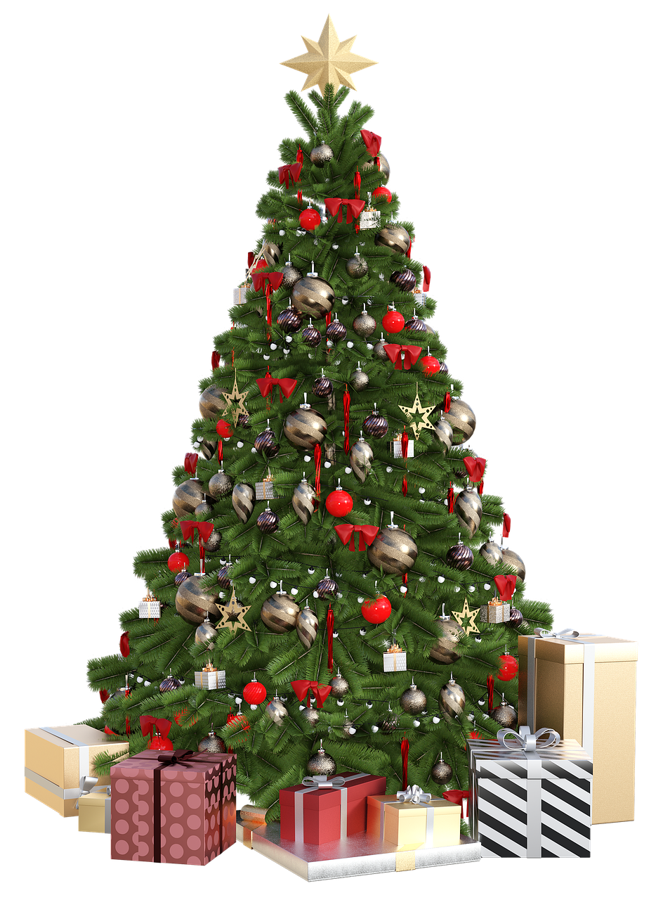 christmas background, christmas tree, christmas gifts